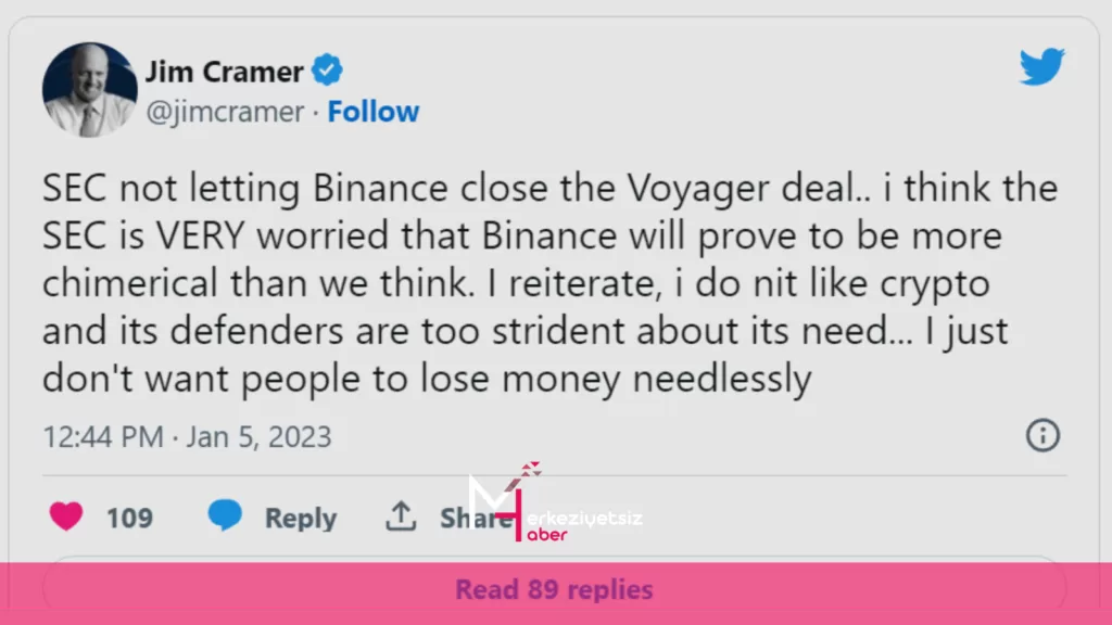 Jim Cramer, Binance Hakkında Uyarı Yayınladı: Ayrıntılar