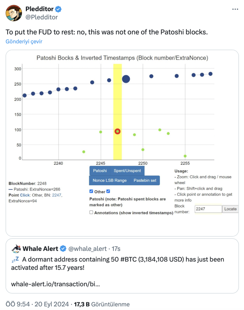 Satoshi Dönemi Bitcoin Madencisi 15 Yıl Sonra İlk Kez Coin Taşıyor Ekran Resmi 2024 09 21 02.51.08