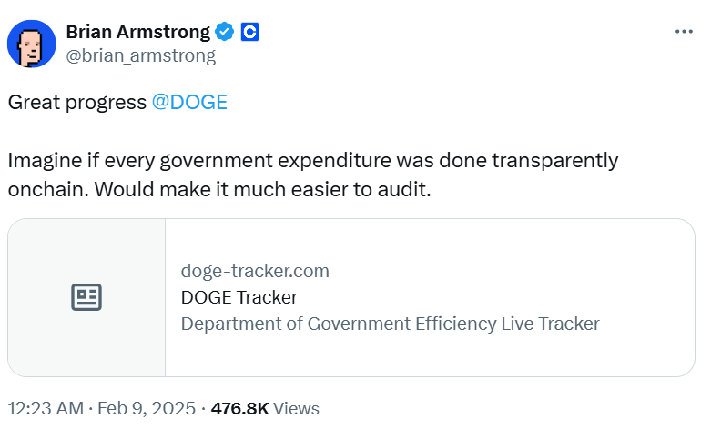 Coinbase CEO’su blokzincir tabanlı ABD Hazinesi çağrısı yaptı, DOGE milyarlar kazandı. Coinbase CEO’su blokzincir tabanlı ABD Hazinesi çağrısı yaptı, DOGE milyarlar kazandı.