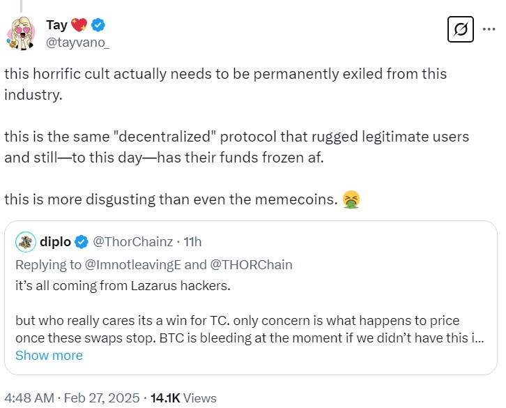 THORChain Hacmi, Bybit Saldırısı Sonrası 1 Milyar Doları Aştı THORChain Hacmi, Bybit Saldırısı Sonrası 1 Milyar Doları Aştı