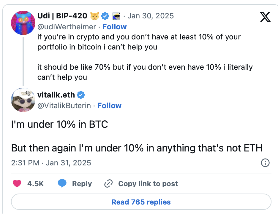 Vitalik Buterin’in Varlıklarının %10’undan Azı Bitcoin Vitalik Buterin’in Varlıklarının %10’undan Azı Bitcoin